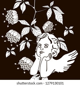 Coloring Pages. Coloring Book for adults. Colouring pictures with angel. Antistress freehand sketch drawing with doodle and zentangle element