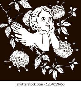 Coloring Pages. Coloring Book for adults. Colouring pictures with angel. Antistress freehand sketch drawing with doodle and zentangle element