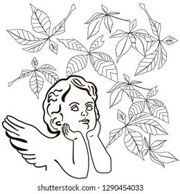 Coloring Pages. Coloring Book for adults. Colouring pictures with angel. Antistress freehand sketch drawing with doodle and zentangle element
