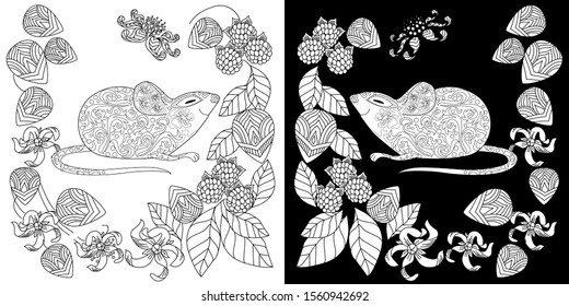 Coloring Pages. Coloring Book for adults. Colouring pictures with mouse. Antistress freehand sketch drawing with doodle and zentangle elements.