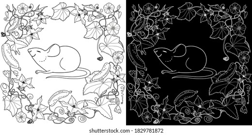 Coloring Pages. Coloring Book for adults. Colouring pictures with mouse. Antistress freehand sketch drawing with doodle and zentangle elements.