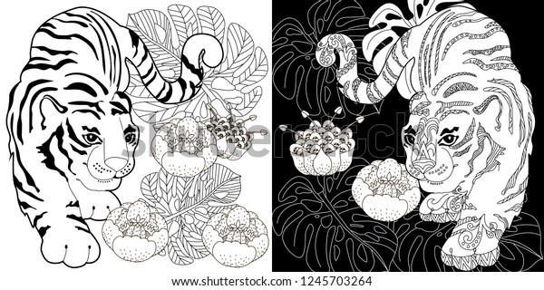 Coloring Pages Coloring Book Adults Colouring 스톡 벡터(로열티 프리) 1245703264