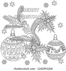 Coloring Pages. Coloring Book for children and adults. Colouring pictures with tree ornament. Antistress freehand sketch drawing with doodle and zentangle elements.