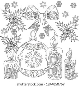 Coloring Pages. Coloring Book for children and adults. Colouring pictures with tree ornament. Antistress freehand sketch drawing with doodle and zentangle elements.