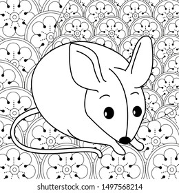 Coloring Pages. Coloring Book for children and adults. Happy new year 2020. Year of the rat.