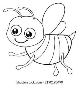 coloring pages or books for kids. cute bee cartoon. black and white
