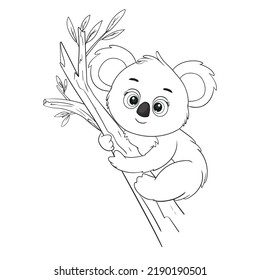 coloring pages or books for kids. cute koala cartoon. vector illustration