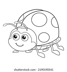 coloring pages or books for kids. cute ladybug cartoon. black and white