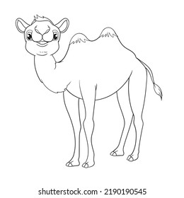 coloring pages or books for kids. cute camel cartoon. black and white