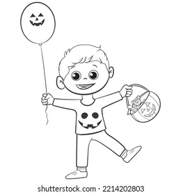 coloring pages books for kids  cute little kid wears pumpkin monster costume  halloween celebrate