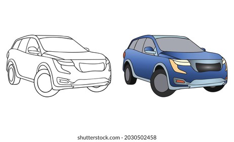 coloring pages - Car Vector, Vahicle Coloring pages for kids - EPS 10
