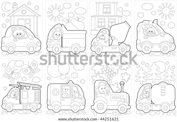 Coloring Pages Cars Stock Vector Royalty Free 44251621