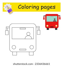 Coloring pages. Cartoon autobus vector. Illustration for children education. Flat design.