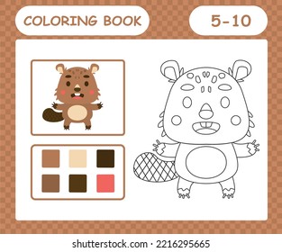 coloring pages cartoon beaver,education game for kids age 5 and 10 Year Old