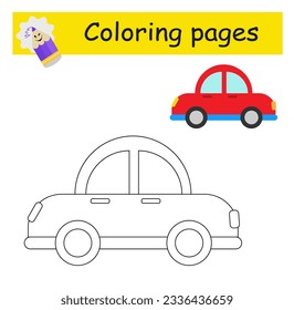 Coloring pages. Cartoon car vector. Illustration for children education. Flat design.