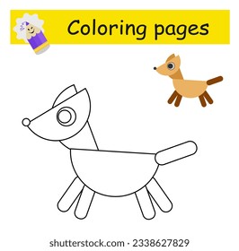 Coloring pages. Cartoon dog vector. Illustration for children education. Flat design.