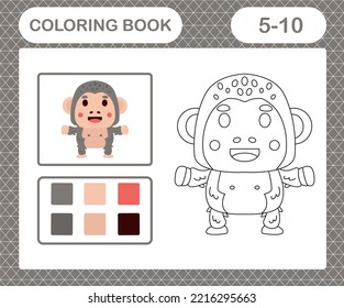 coloring pages cartoon gorilla,education game for kids age 5 and 10 Year Old