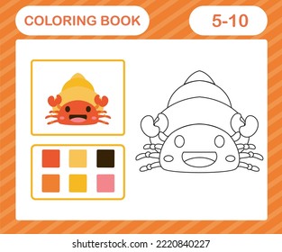 coloring pages cartoon hermit crab,education game for kids age 5 and 10 Year Old