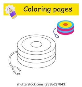 Coloring pages. Cartoon yo-yo vector. Illustration for children education. Flat design.