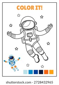 Coloring pages for children featuring astronauts and stars. Tasks for kindergarten. 