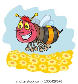 coloring pages for childrens with funny insects, bee