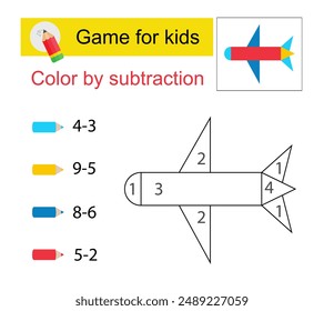 Coloring pages. Color by subtraction. Vector illustration for children education. 