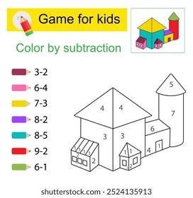 Coloring pages. Color by subtraction. Vector illustration for children education. 