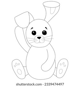 Coloriendo páginas. El contorno de una liebre linda sobre un fondo blanco. La liebre está sentada. Ilustración vectorial de dibujos animados. Hermoso animal.