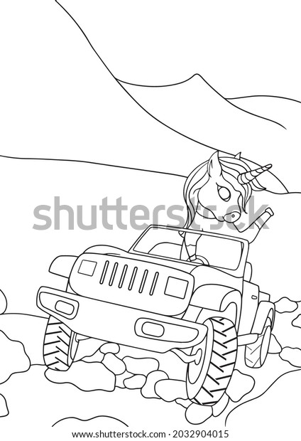 Coloring Pages Cute Animals Car Illustration Stock Vector (Royalty Free ...