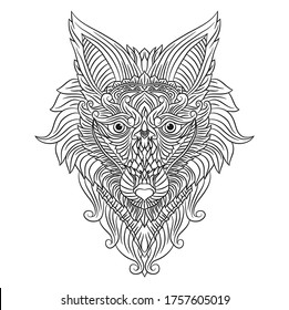 Coloring pages. Cute beautiful wolves stands and howling. coloring book