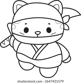 Coloring pages of cute cat with various activities.
outline of cat wearing a japanese soldier costume