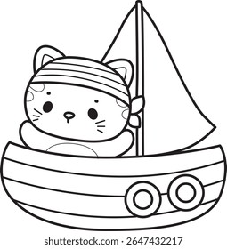 Coloring pages of cute cat with various activities.
outline of cat like a pirates