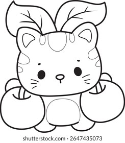 Colorir páginas de gato bonito com várias atividades.
esboço de Kitty com duas cerejas