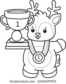 Coloring pages of Cute Deer icon. outline of deer bring a trumpet