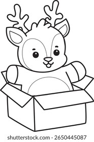Coloring pages of Cute Deer icon.outline of deer stuck in the box