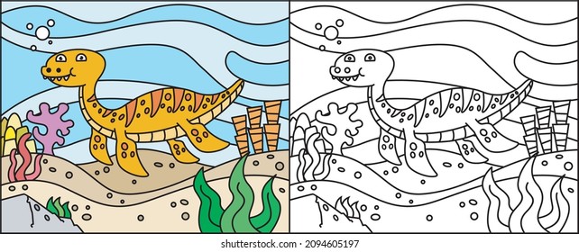 Coloring pages of cute dinosaur