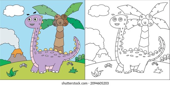 Coloring pages of cute dinosaur