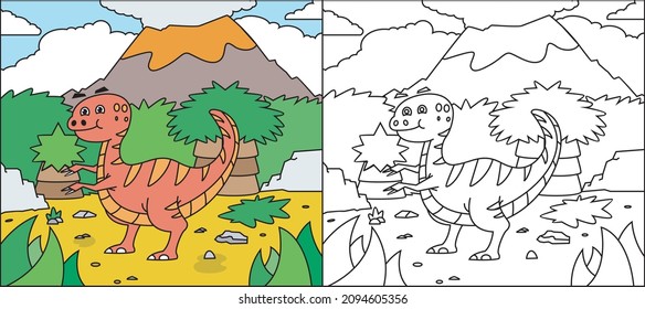 Coloring pages of cute dinosaur