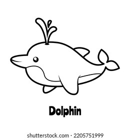 Coloring pages of cute dolphin. Suitable for preschool activities