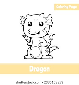 Coloring Pages of Cute Dragon. Suitable for children's activities