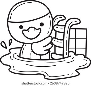 Coloring pages of Cute Duck icon. Outline of fluffy Duck designs.
outline of duck want to swim