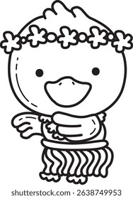 Coloring pages of Cute Duck icon. Outline of fluffy Duck designs.
outline of baby duck dancing in the beach
