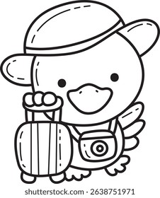Coloring pages of Cute Duck icon. Outline of fluffy Duck designs.
outline of baby duck bring a travel bag
