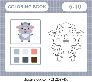 Coloring pages of cute Goat education game for kids age 5 and 10 Year Old