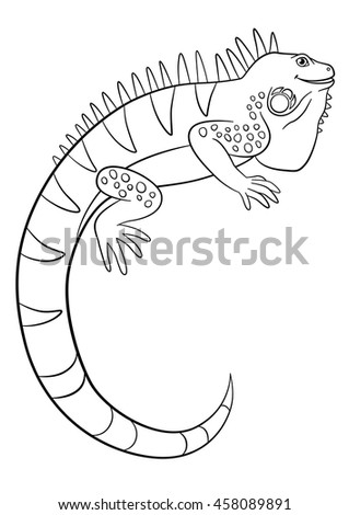 Coloring Pages Cute Iguana Sits Smiles Stock Vector (Royalty Free ... Coloring Pages Cute Iguana Sits Smiles Stock Vector (Royalty Free ...