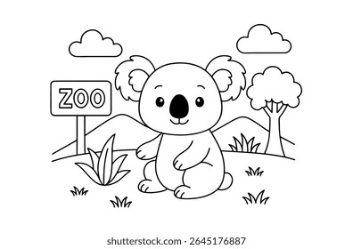 Coloring pages of a cute koala for kids