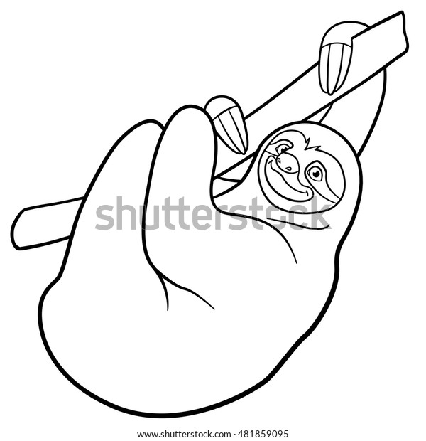 Coloring Pages Cute Lazy Sloth Hangs Stock Vector (Royalty Free) 481859095