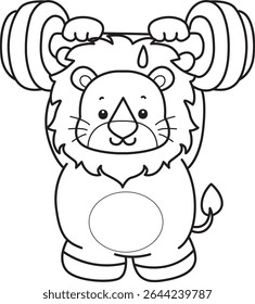 COloring pages of Cute Lion icon. Outline of Funny baby Lion animal series stock illustration. outline of lion lifting a dumbbell