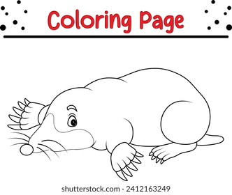 Coloring pages cute mole for kids