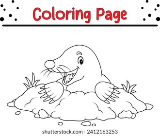 Coloring pages cute mole for kids